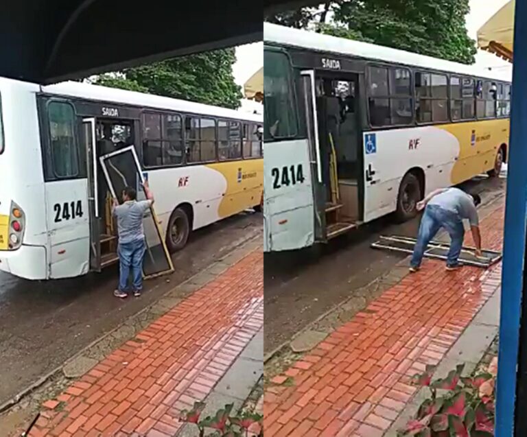 VÍDEO: Porta de ônibus despenca em rua de Rio Branco e prefeitura diz que culpa é de gestões passadas