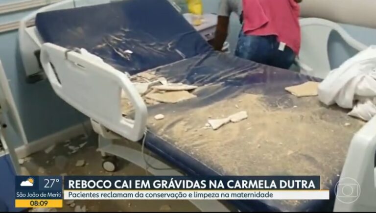Reboco do teto cai em cima de grávidas internadas na Maternidade
