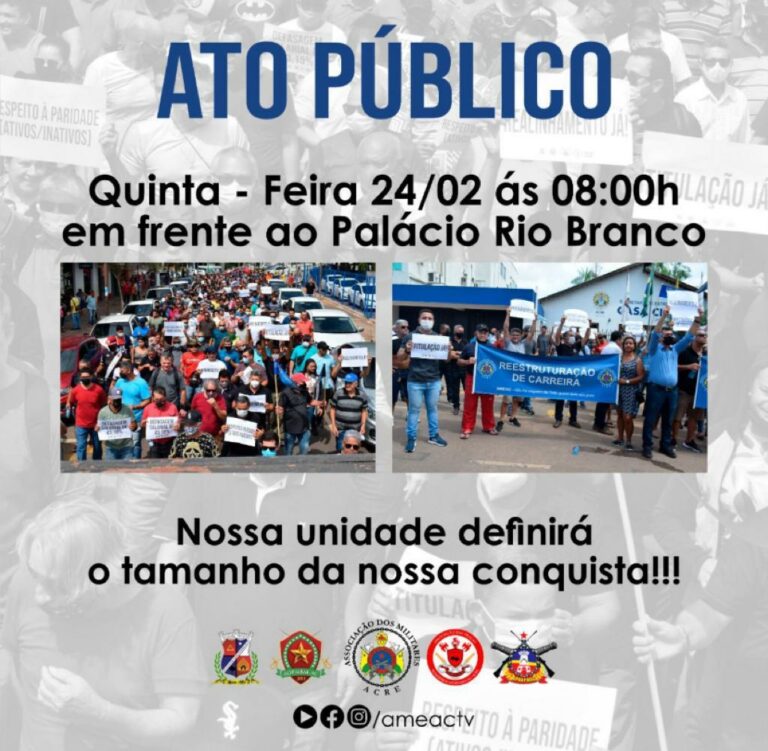 Militares da PM e Bombeiros marcam ato público para a próxima quinta, em frente ao Palácio