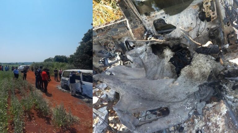 Corpo carbonizada é encontrado dentro de carro queimado na fronteira entre Paraguai e Brasil