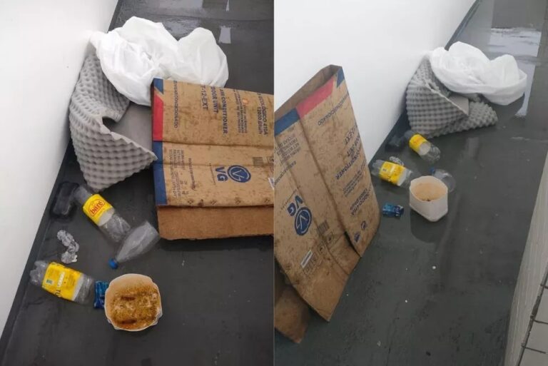 Em Manaus, refeitório de hospital alaga após forro desabar com lixo acumulado