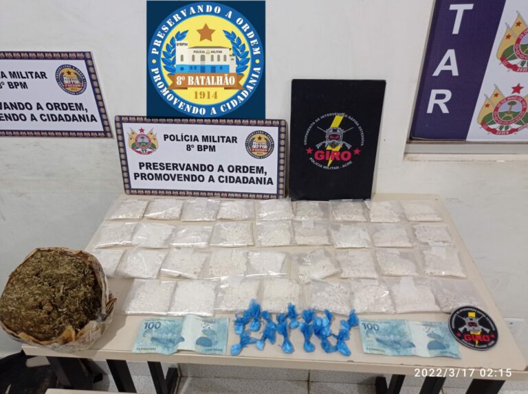 8° BPM realiza apreensão de mais de 01 quilo de entorpecente em Sena Madureira