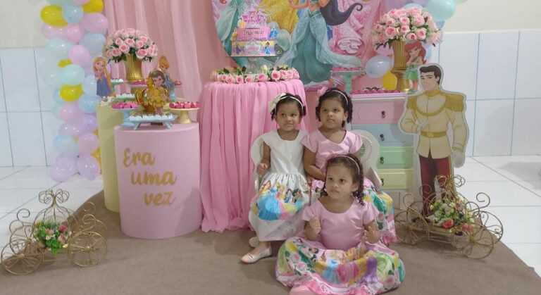 Trigêmeas de Sena Madureira completam três anos de vida e ganham festa de aniversário