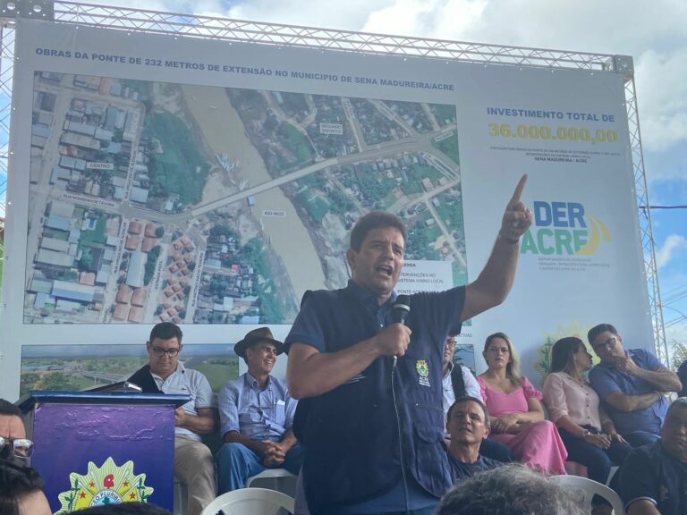 Em Sena, Gladson diz que adversários não veem obras da sua gestão porque ‘não andam pelo AC’