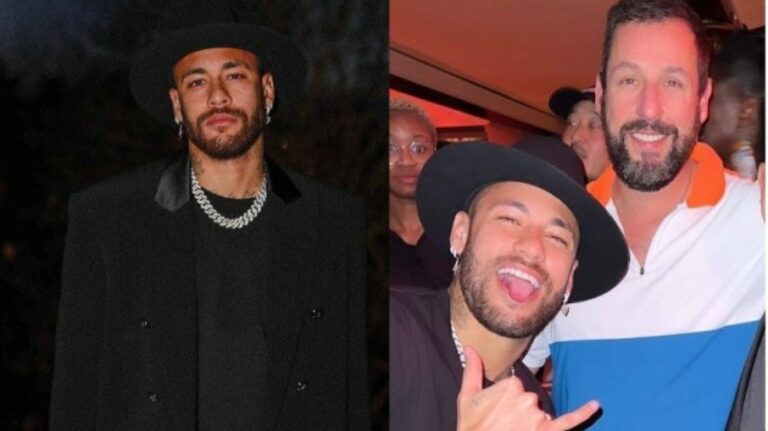 Neymar encontra Adam Sandler em semana de moda em Paris