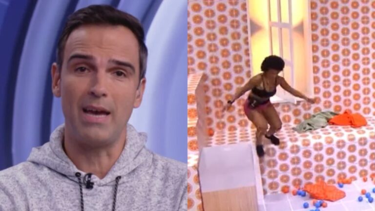 BBB22: Natália se descuida, Tadeu Schmidt não consegue controlar e gravidez vem à tona: “Cuidado”