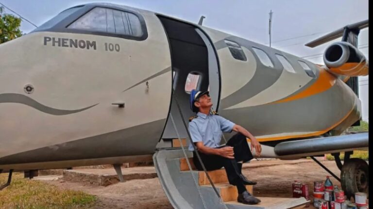 Dono da casa-avião chama atenção da Embraer com modelo de avião executivo Phenom 100