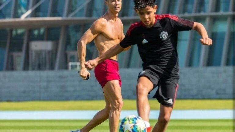 Vídeo: Filho de Cristiano Ronaldo marca gol, surpreende e comemora como o pai