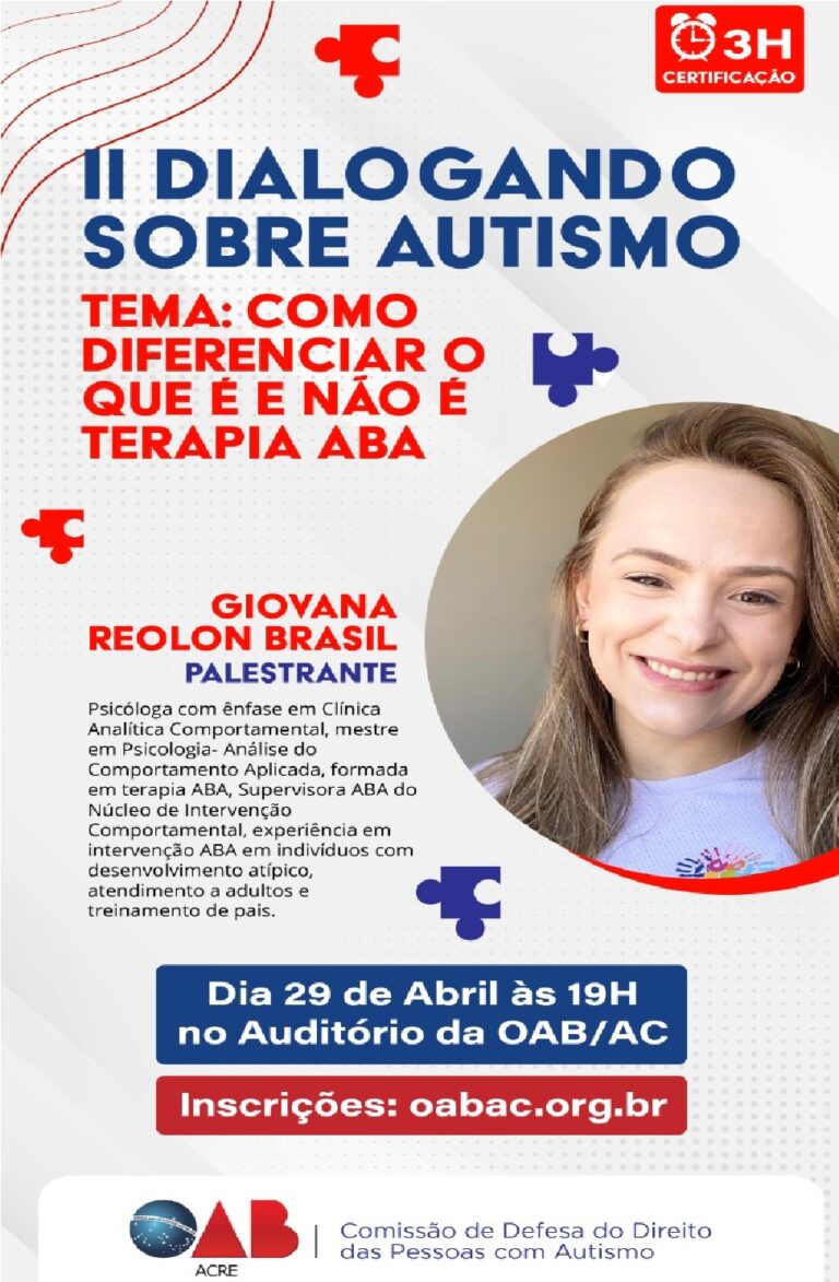 OAB-AC promove programação em alusão ao mês de conscientização sobre o autismo
