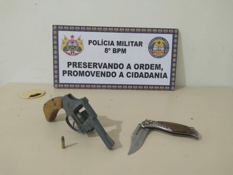 8° BPM apreende arma de fogo no Bairro Eugênio Augusto Areal em Sena Madureira
