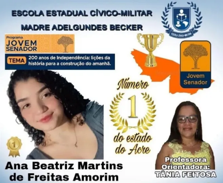 Estudante de Cruzeiro do Sul vai representar o Acre no Projeto Jovem Senador 2022 em Brasília