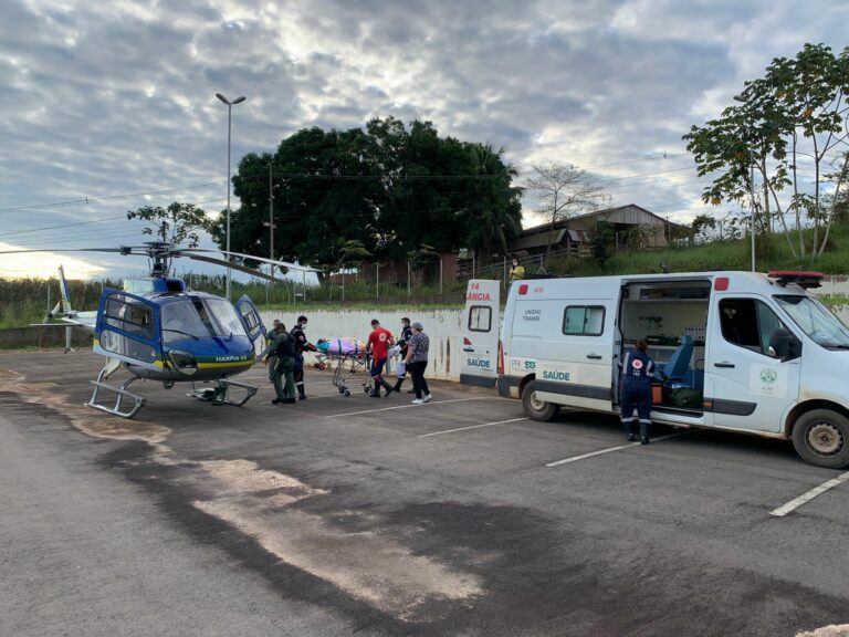Homem em estado grave é resgatado pelo helicóptero do Estado após sofrer mal súbito