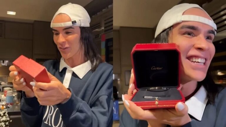 Rafa Uccman ganha joia avaliada em R$ 34 mil de Gkay e amigos