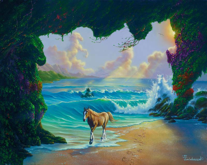 Existem sete cavalos nessa pintura. Você consegue encontrá-los?