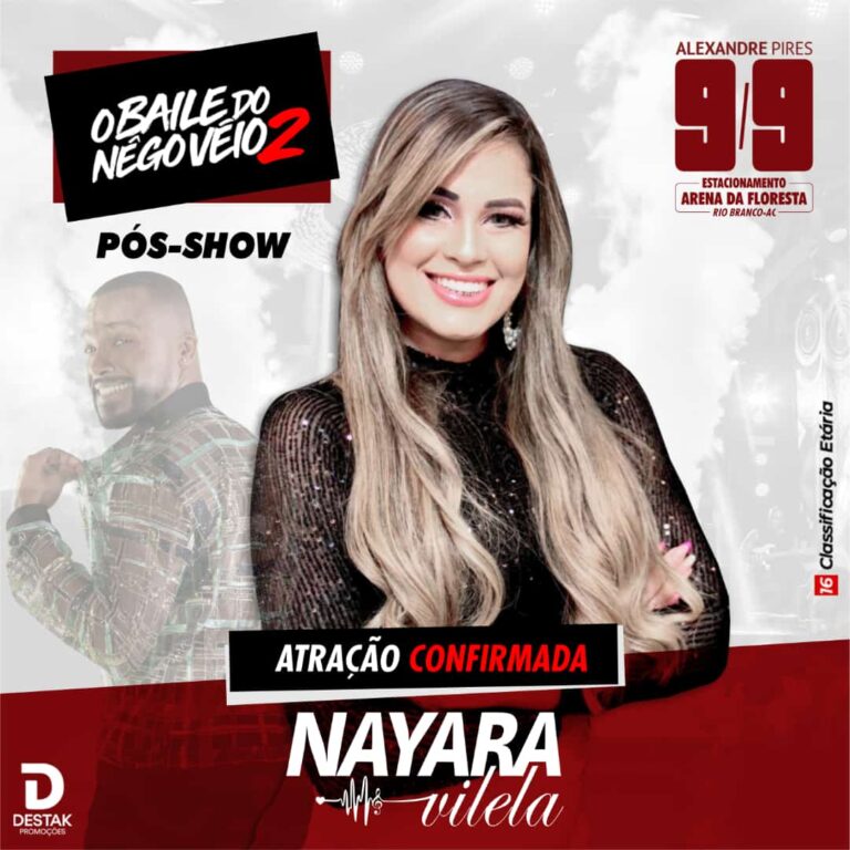 Nayara Vilela é atração confirmada no show do cantor Alexandre Pires em Rio Branco