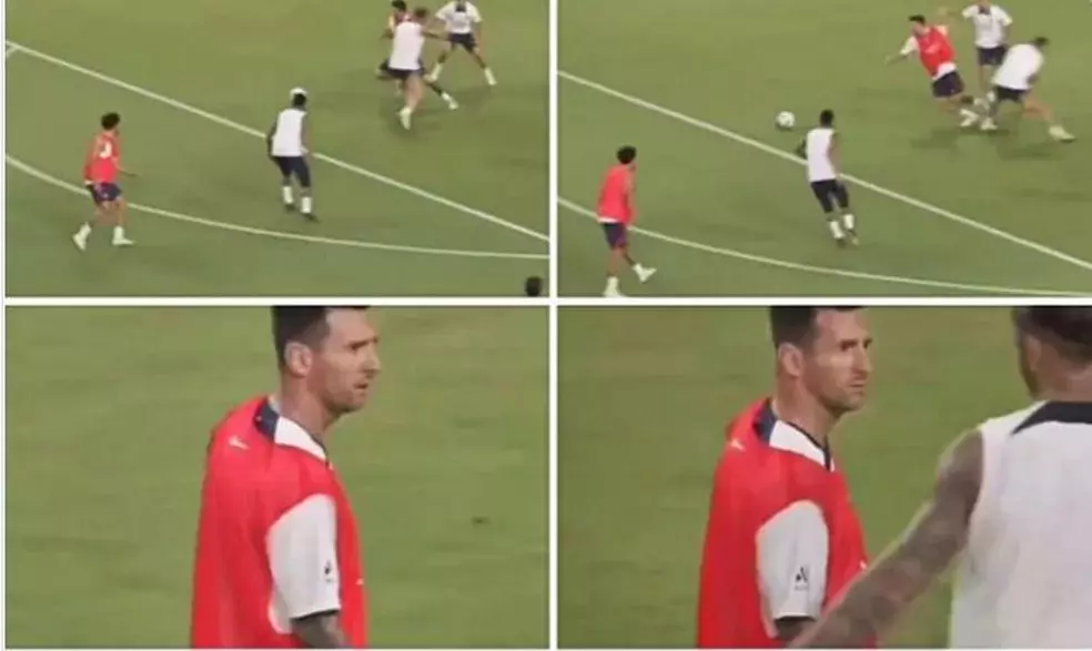 Messi se irrita com Sergio Ramos após sofrer entrada dura no PSG; assista