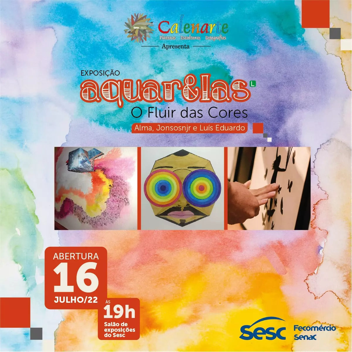 Sesc realiza exposição “Aquar&Las o Fluir das Cores” no Calenarte em julho