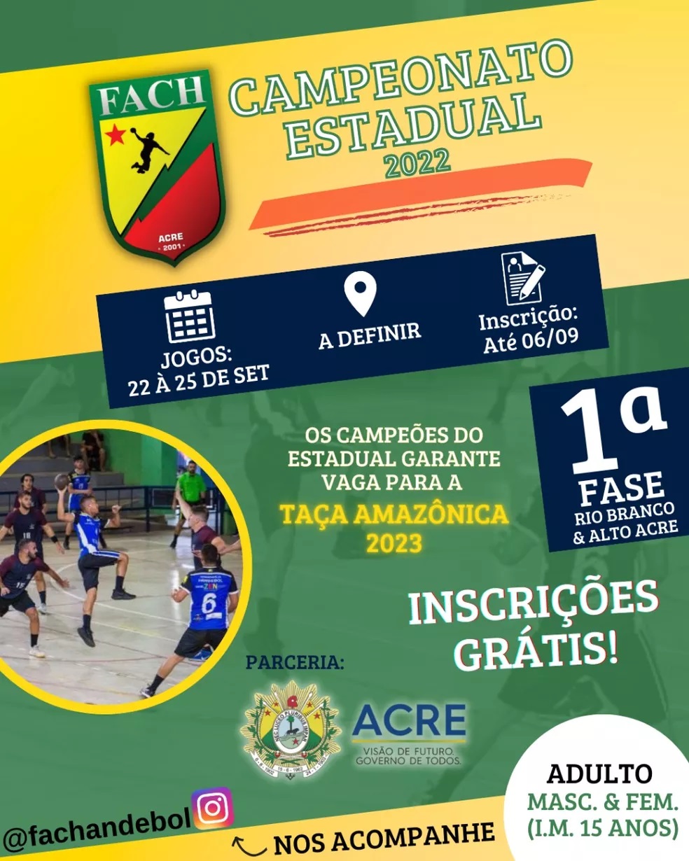 Federação agenda 1ª fase do Campeonato Acreano de Handebol para setembro; inscrições abertas