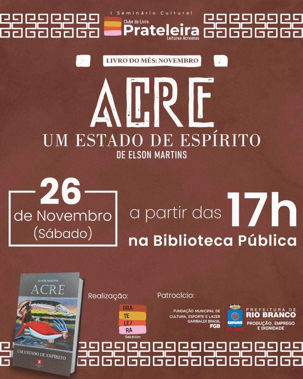 Clube Prateleira recebe Elson Martins na Biblioteca Pública, neste sábado