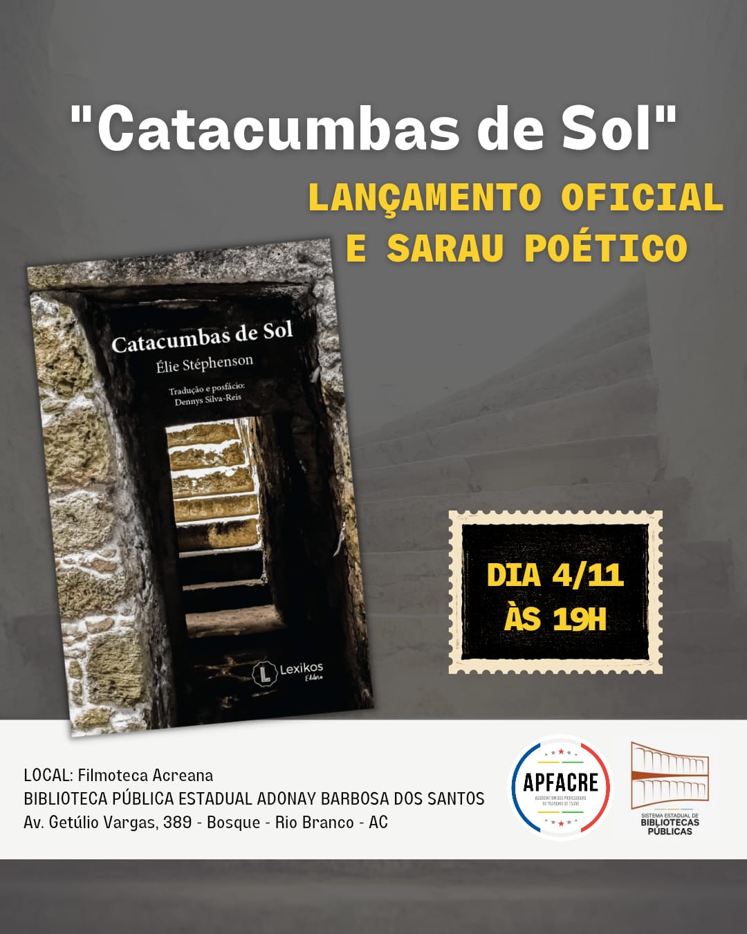 Catacombe de Soleil: noite de lançamentos abrilhanta a Filmoteca Acreana