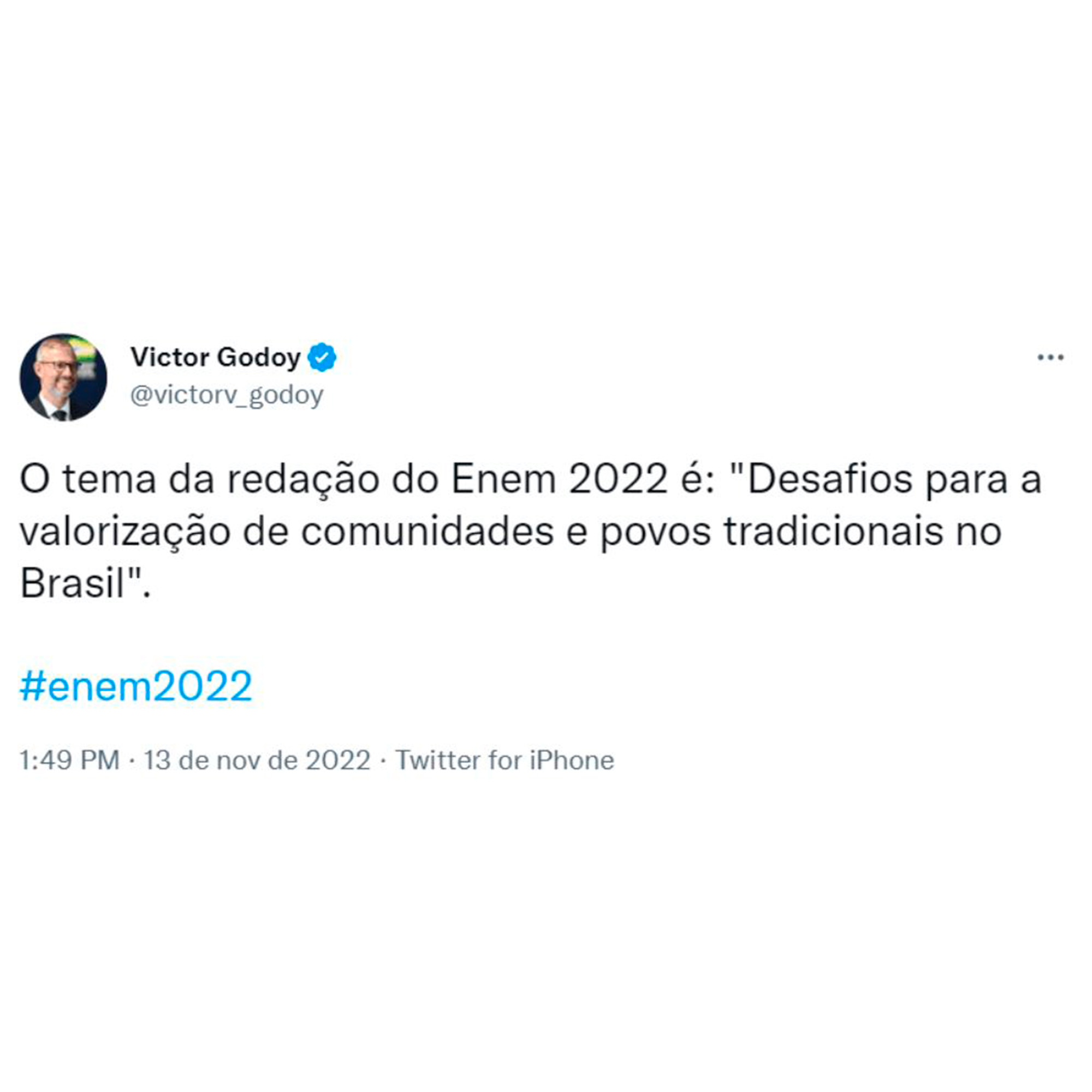 Enem 2022: tema da redação é ‘Desafios para a valorização de comunidades e povos tradicionais no Brasil’