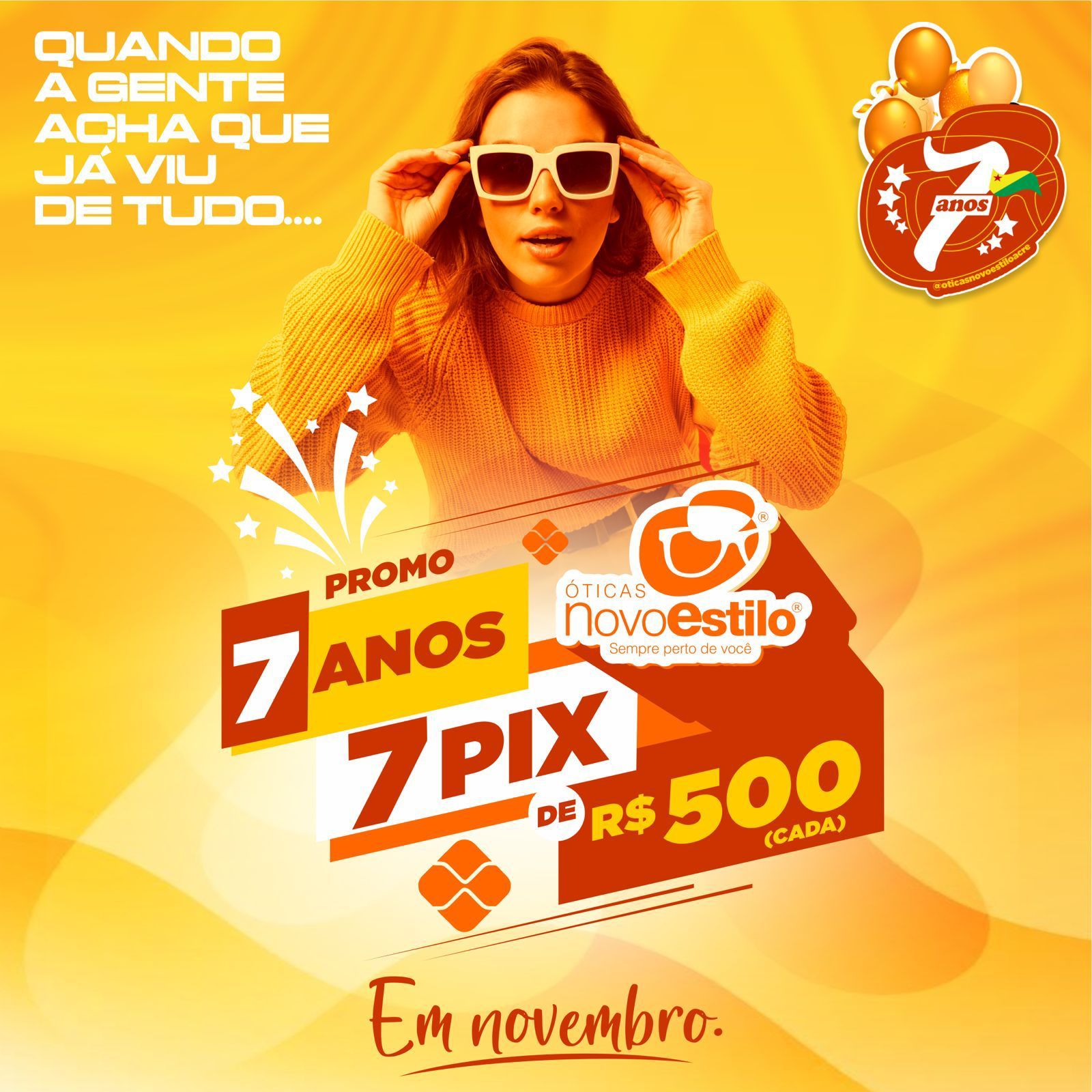 100% acreana, maior rede de óticas do estado comemora 7 anos com promoções