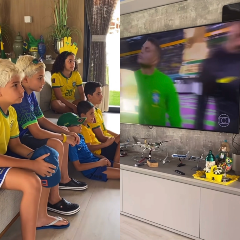 Gladson exibe sala luxuosa ao mostrar a torcida da família pelo Brasil; veja vídeo