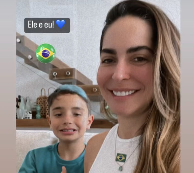 Ana Paula Cameli mostra filho fazendo “Dança do Pombo” na torcida pelo Brasil