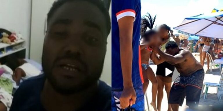 VÍDEO: Homem que espancou filhas em praia surge desesperado e se justifica