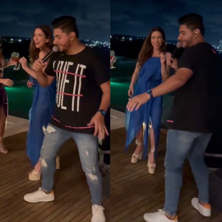 Na mansão de Patrícia Abravanel, acreano solta a voz e põe filha de Silvio Santos para dançar hit de Léo Santana; ASSISTA 