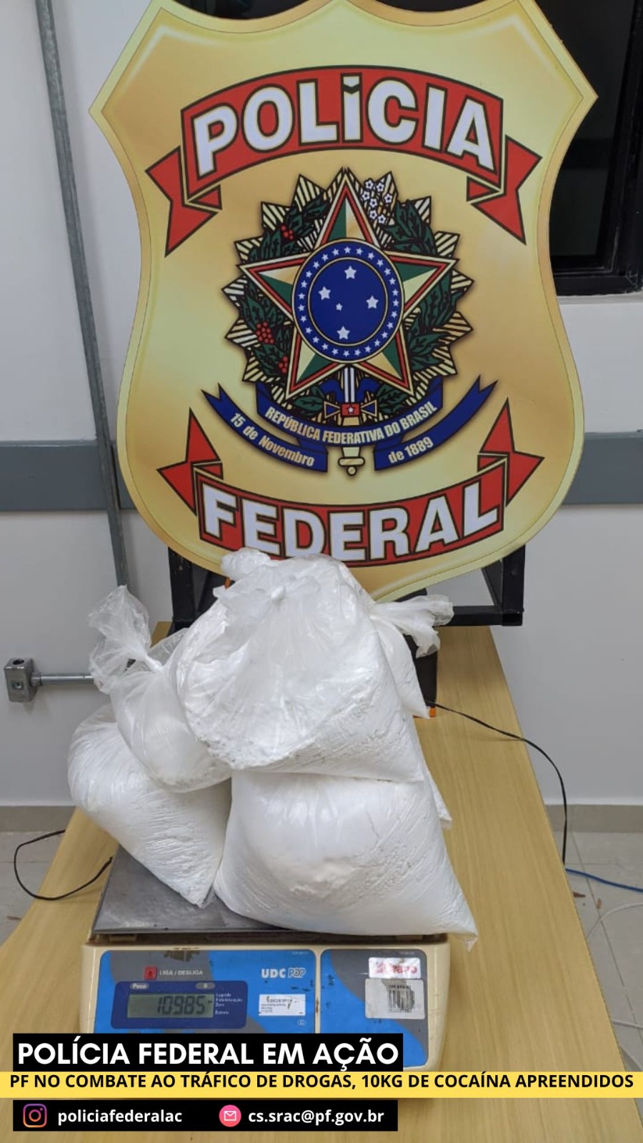 Peruano é preso pela PF transportando mais dez quilos de cocaína no Acre