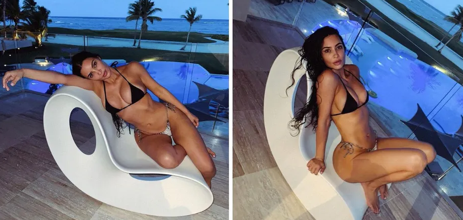 Kim Kardashian posta foto sem maquiagem curtindo a piscina