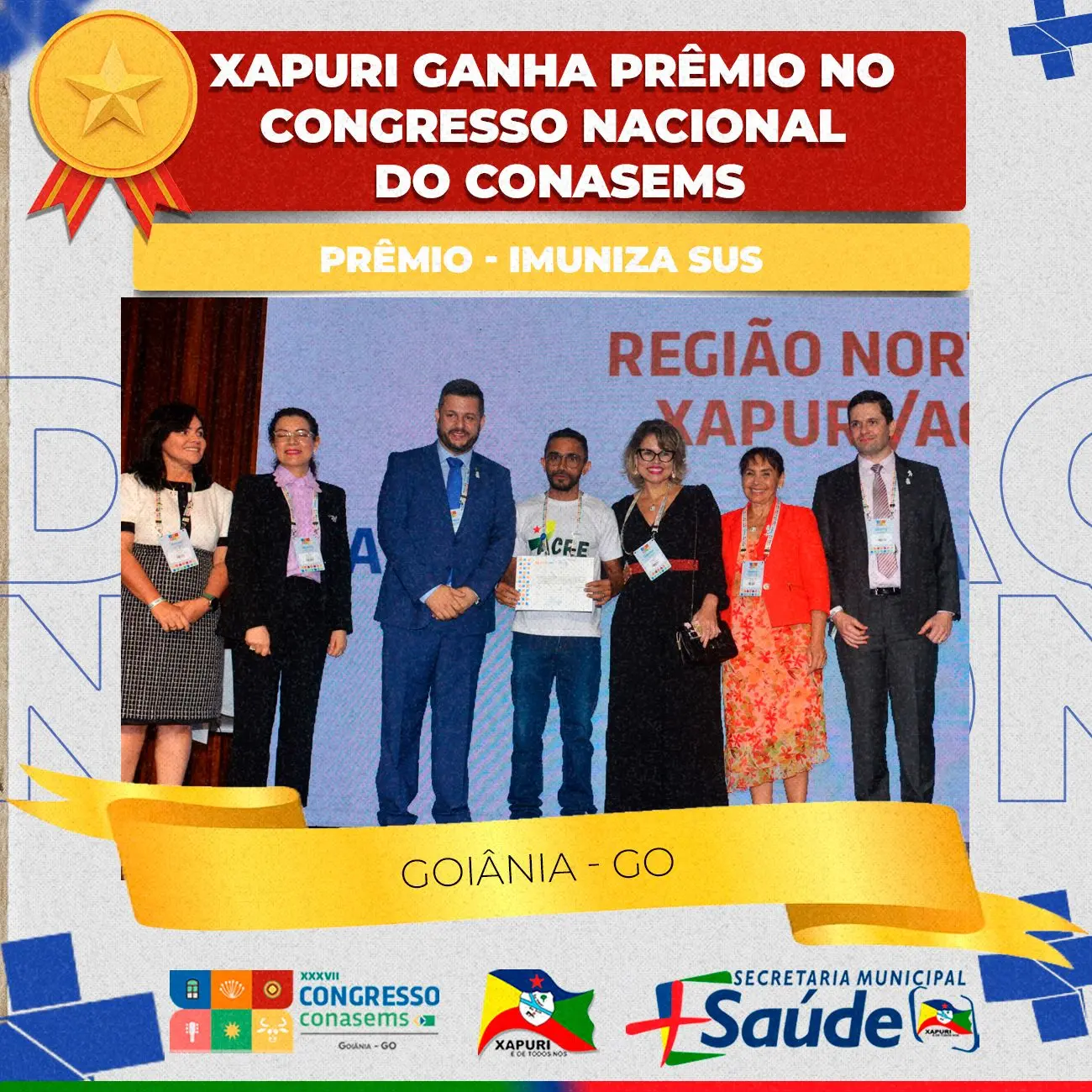 Xapuri ganha prêmio no Congresso Nacional do CONASEMS em Goiânia