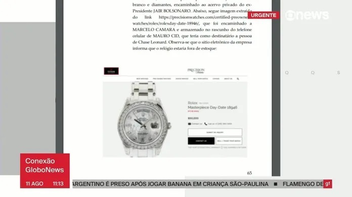 Nome do advogado de Bolsonaro está no recibo de recompra do Rolex