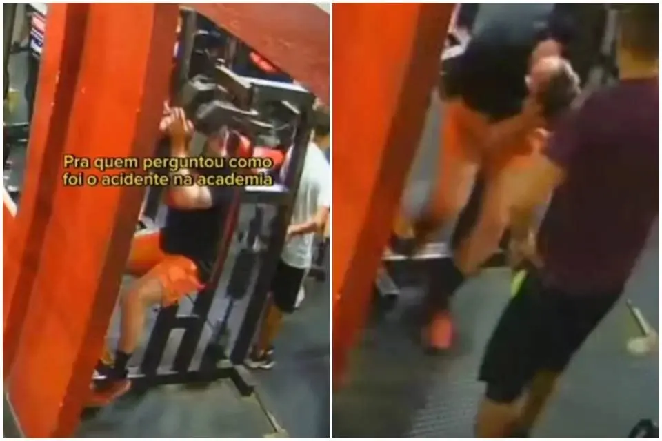 Aparelho de academia quebra e atinge cabeça de aluno; veja vídeo