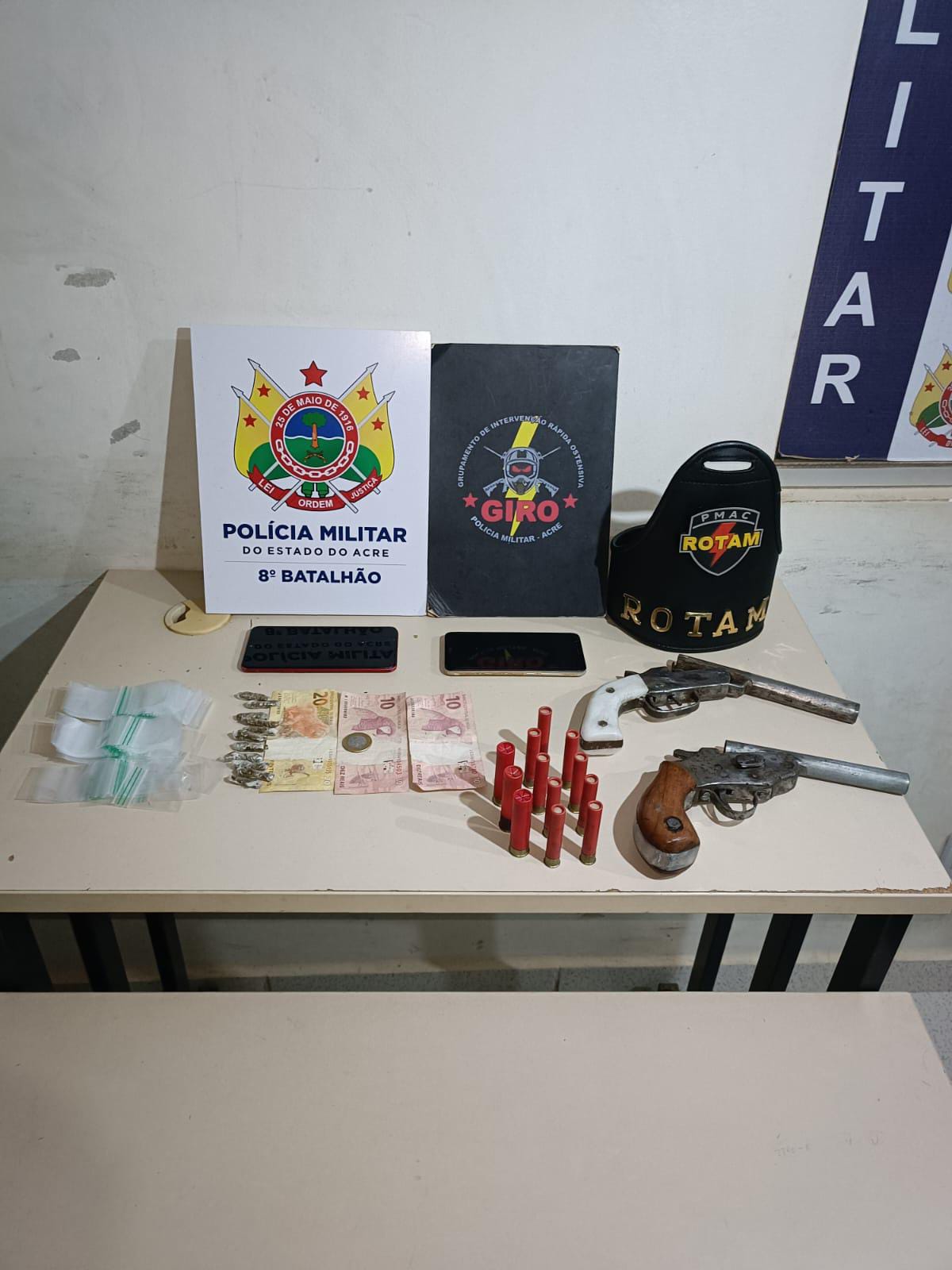 Três armas de fogo são apreendidas pela Polícia Militar no interior do Acre