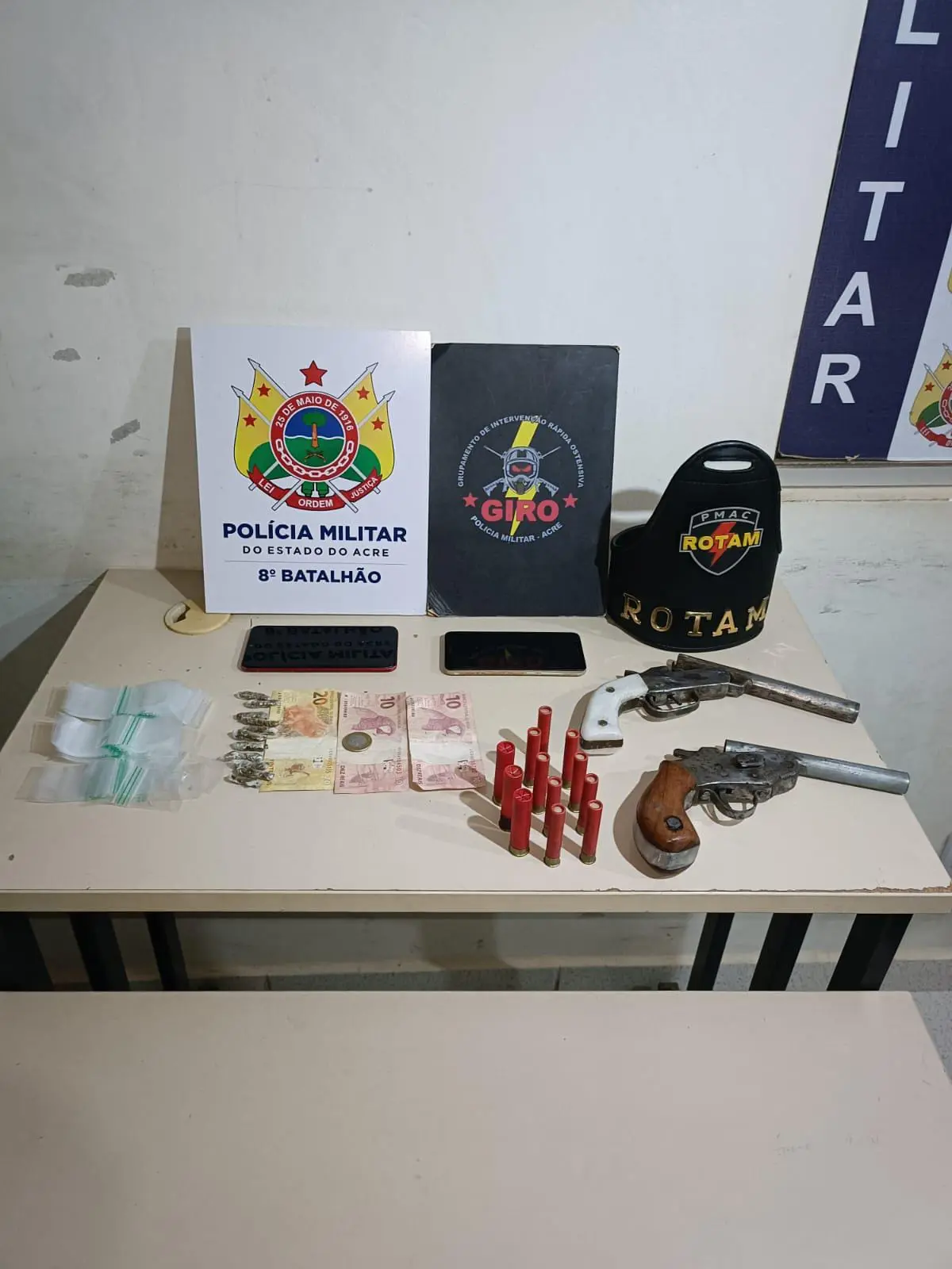 Três armas de fogo são apreendidas pela Polícia Militar no interior do Acre