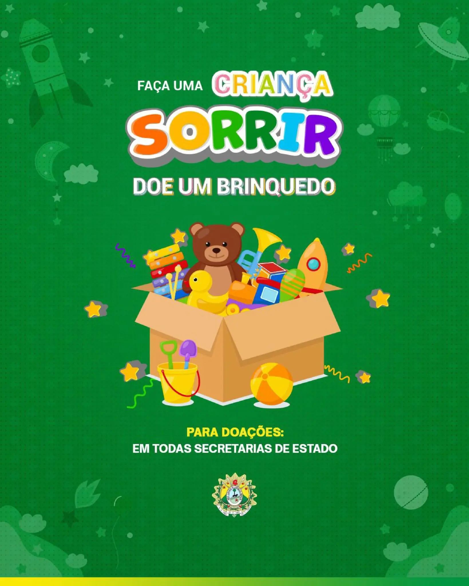 Governo lança campanha Faça uma Criança Sorrir para arrecadar brinquedos para o Dia das Crianças