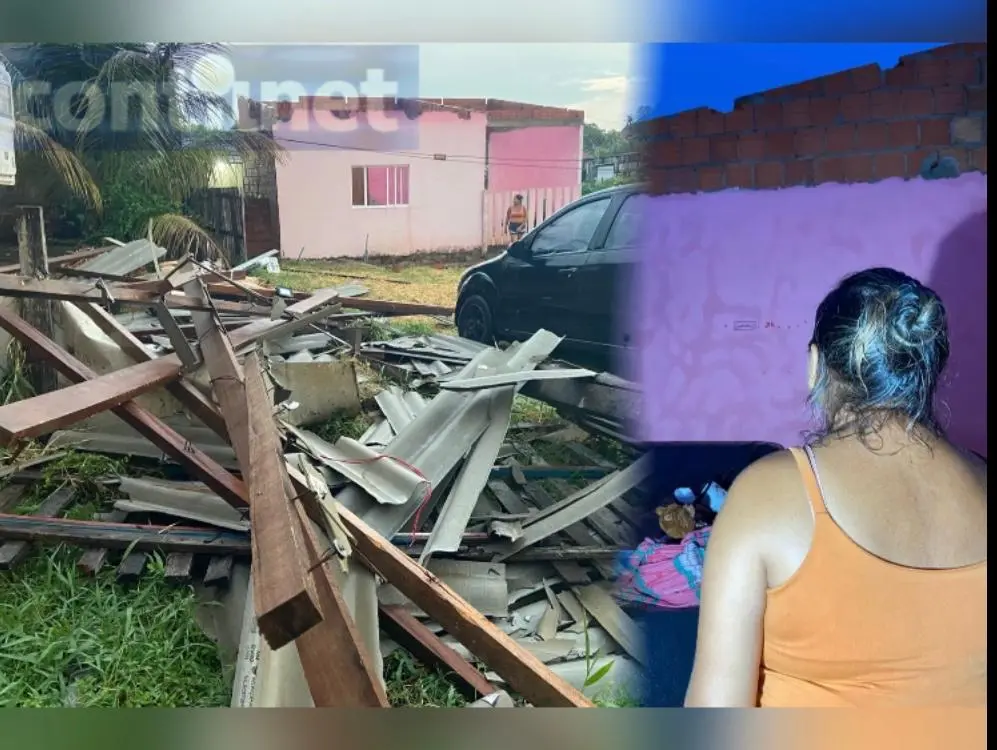 Forte vendaval deixa casa completamente destruída em Rio Branco