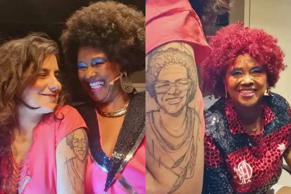 Esposa de Sandra de Sá tatua o rosto da cantora no braço