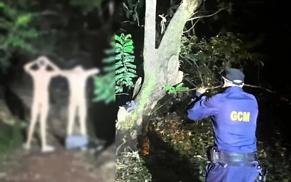 Homens são presos nus após serem flagrados fazendo sexo em parque
