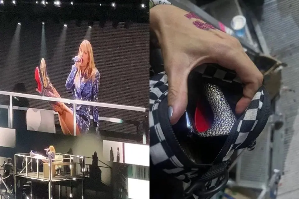 Fã viraliza ao pegar salto quebrado de Taylor Swift durante show