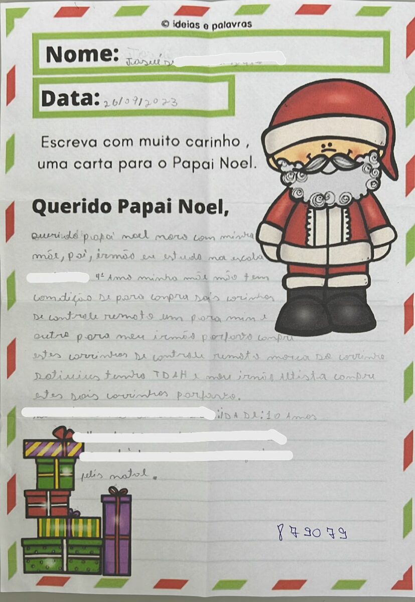 Cartinha para Papai Noel: criança do DF pede bicicleta para ir pra escola, Distrito Federal