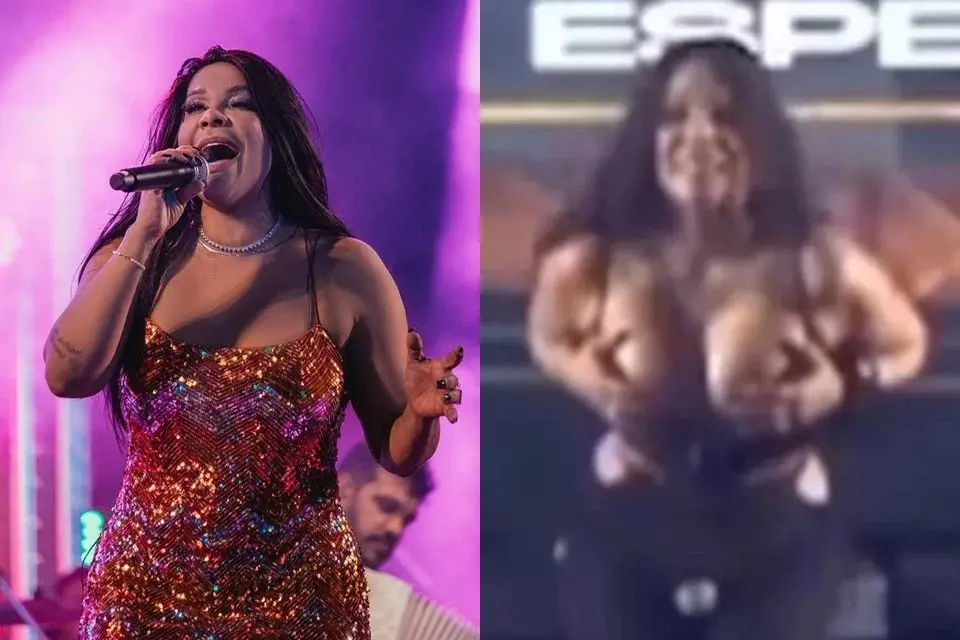 Vídeo: cantora do Calcinha Preta surpreende e mostra os seios em show