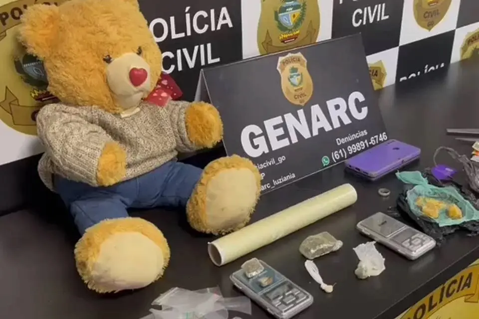 Urso Teddy é apreendido recheado de maconha, crack e pó