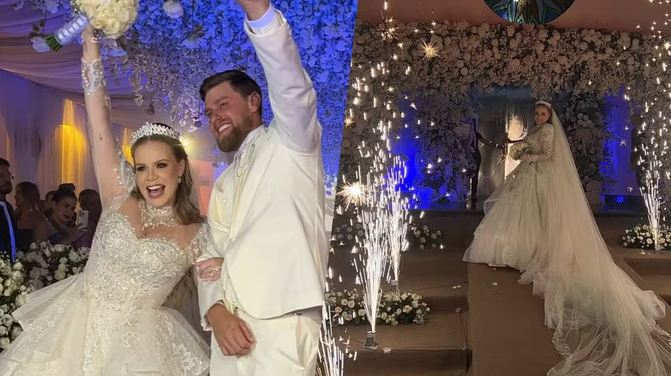 Casamento de ex-BBB Paulinha Leitte teve queima de fogos, três vestidos e foi até de manhã, veja o que rolou