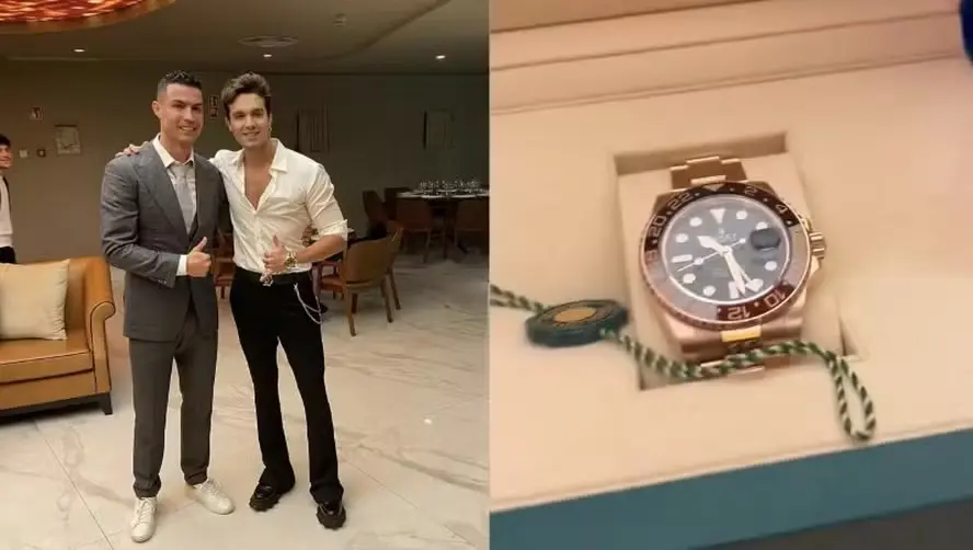 Luan Santana ganha Rolex de Cristiano Ronaldo após show particular no réveillon; vídeo