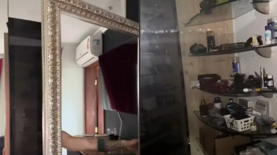 Modelo encontra ‘cômodo secreto’ atrás de espelho de apartamento; vídeo