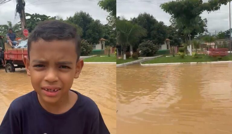 VÍDEO: menino de 8 anos informa sobre cheia do Rio Acre em Brasiléia: “Todos precisam se preocupar”