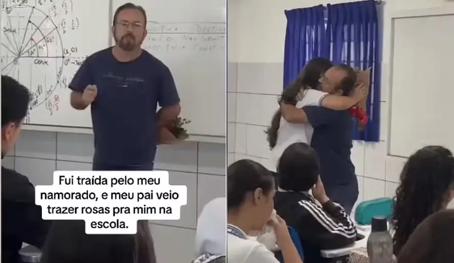 Vídeo: Pai surpreende filha com homenagem na escola após desilusão amorosa